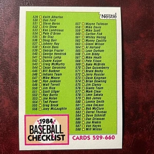 1984 Topps NESTLE Set BASEBALL CHECKLIST CARD 529-660 Parallel #646 * MINT * x84 - Picture 1 of 1