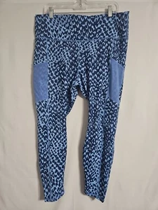 Fabletics Neu mit Etikett Damen Übergröße 1X Leggings mit Taschen blau Leopard - Bild 1 von 4