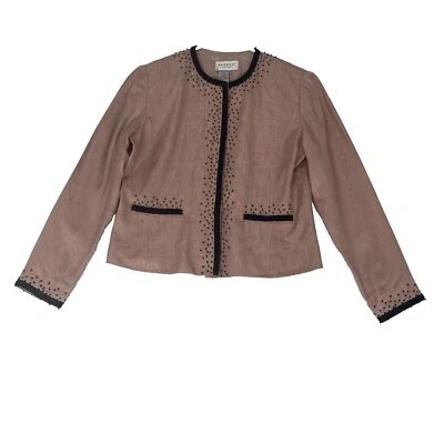 Chaqueta Adrianna Papell 100 % seda con cuentas cierre de botones ocultos para mujer talla 4P Foto 1 de 4