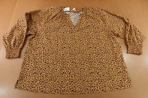 Maurices Womens Size 3X Brown Animal Print V Neck Long Sleeve Poplin Blouse NWT - Picture 1 of 10