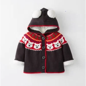 Hanna Andersson	Sherpa Lined Pom Sweater Soft Black Polar Bear 18-24 mos | 80 cm - Picture 1 of 9