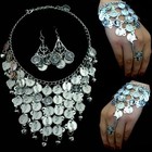 Belly Dance Bracciale Schiavo Collana Orecchini Monete D