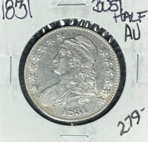 1831 CAPPED BUST SILVER HALF DOLLAR~ AU  ~NICE LOOKING COIN~ - Picture 1 of 2