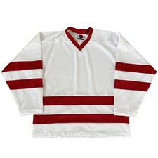 Vtg K1 Wisconsin Badgers NCAA Hockey Jersey Mens Large Red White Blank Bucky