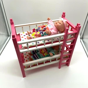 Cititoy Circo Mini 11" Bunk Bed Bed Playset Light Pink Ladder DOLLS INCLUDED - Picture 1 of 8