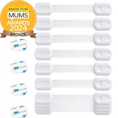 BOOBOO BABY PRODUCTS Booboo [10er-Pack] Baby Sicherheitsschrank Türgurt Schlösser. Heim Kindersicherung