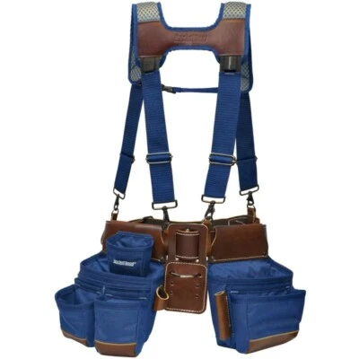 Bucket Boss Hybrid Pro Leather Blue Suspension Tool Belt Rig - Image 1 of 3