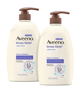 Aveeno Stress Relief Body Wash with Lavender & Chamomile (33 fl. oz., 2 pk.) - Image 1 of 4