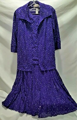 Falda/camisola/chaqueta larga vintage LTX lentejuelas azul real 3 piezas usada talla M Foto 1 de 4