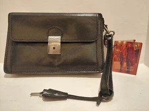 Gianni Conti Genuine Black Leather Travel Purse With Hidden Key/Lock With Tags - Picture 1 of 5