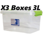 3 x TML Clippy Box & Lid 3L -Multiple Storage Solutions