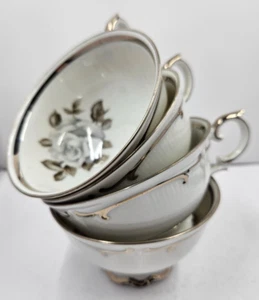 Set of 4 Schumann Arzberg Germany Moon Rose Footed Tea Cups - Picture 1 of 7