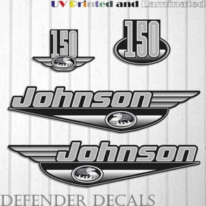 Johnson 150 HP 1999-2000 Outboard Decals Sticker Set Black - Picture 1 of 1