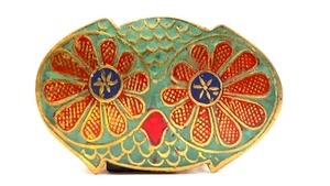 Eule Cloisonné Vintage Messingfarben Große Gürtelschnalle Made in India Emaille Intarsien - Bild 1 von 5