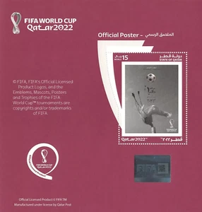 FIFA Official Poster Souvenir Sheet Qatar World Cup Football 2022 - Picture 1 of 2