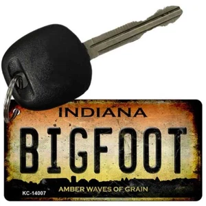 Bigfoot Indiana Novelty Metal Aluminum Key Chain License Plate Tag Art - Picture 1 of 1