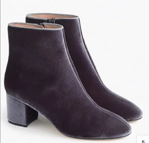 J.Crew Hadley Gray Velvet Block Heel Booties Womens Size 10 - Picture 1 of 11