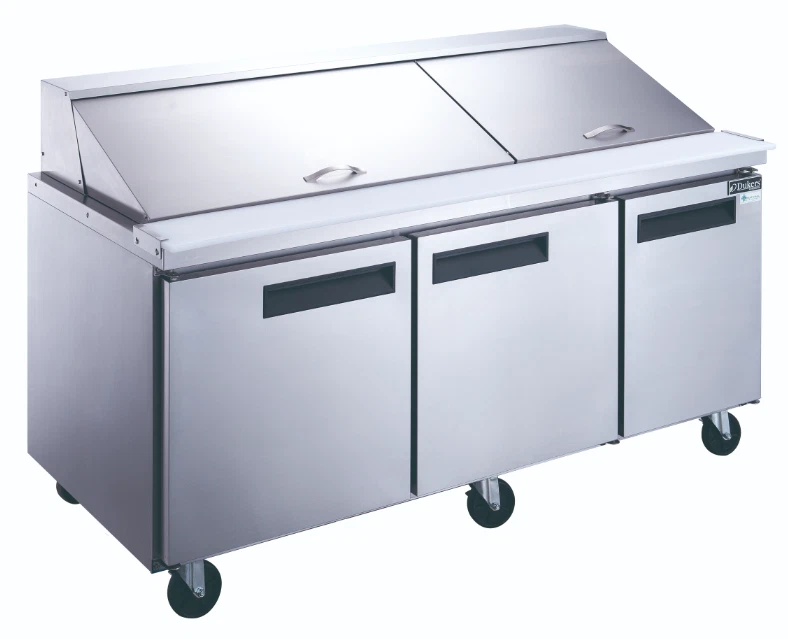 3 Door Refrigerated 72" Mega Top Sandwich Prep Table NSF Cooler Dukers #5343