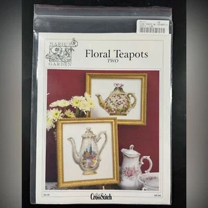 Marie’s Garden Floral Teapots Two Counted Cross Stitch Pattern Chart MG06 - Picture 1 of 2