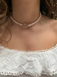 Freshwater Pearl Necklace with Toggle Clasp, Silver Plated Clasp, Genuine Pearls - Picture 1 of 10