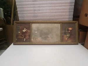 Vintage Mirror with Two Prints, Boy and Girl - Picture 1 of 5