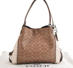 Authentic COACH Signature Shoulder Hand Bag PVC Leather 30220 Brown 4737M - Picture 1 of 10