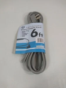6 Ft Heavy Duty 3 Wire Grounded Power Cord 14AWG/3 15amps 125v - Picture 1 of 5