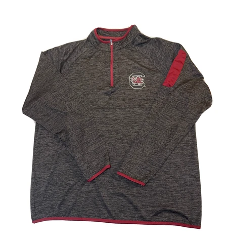 South Carolina Gamecocks Colosseum Deep Gray Heathered 1/4 Zip Jacket Mens L Cover