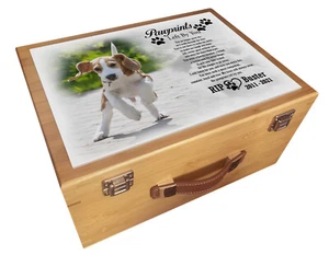 Personalised pet dog memorial box, Wooden keepsake box, Luxury bamboo wood. - Picture 1 of 12