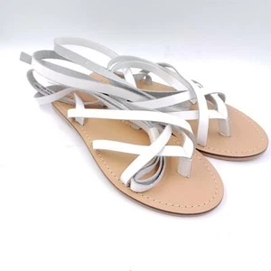 Asos Design Womens White Leather Open Toe Wide Fit Framed Strappy Sandal Size 6 - Picture 1 of 9