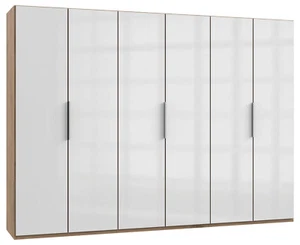 Kleiderschrank Level Drehtürenschrank 300x58x216cm Plankeneiche Glasweiß 6-türig - Bild 1 von 3