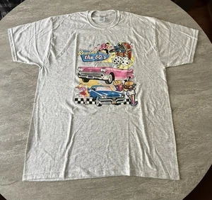 VINTAGE Rewind The 50’s T Shirt Men Extra Large Gray Graphic Retro Casual 90s - Picture 1 of 6