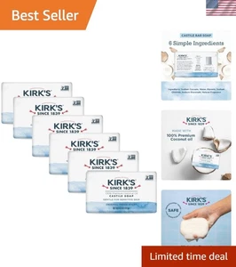 Jabón tradicional Kirk's de Castilla - Paquete de 6 barras de aceite de coco, hecho en América - Imagen 1 de 9