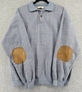 Vintage Orvis Pullover Herren XL Blau Strickpullover Polo Leder Ellenbogen Patch Outdoor Y2K - Bild 1 von 7