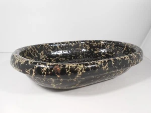 Bennington Potters grande ciotola da portata ovale 15" agata nera/abbronzata 2041dg Vermont - Foto 1 di 10