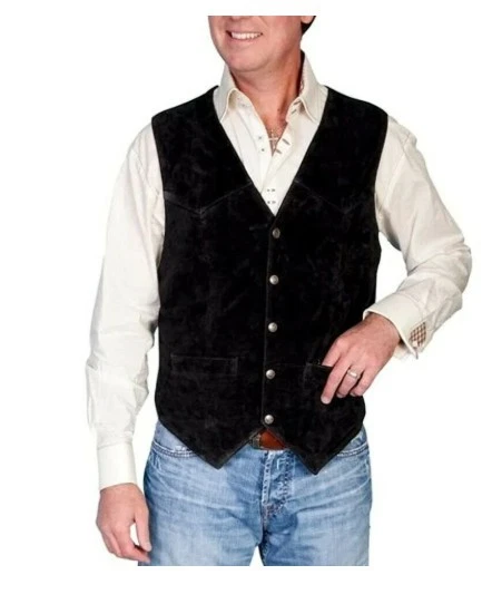 Scully SNAP FRONT VEST 507 (BLACK CALF SUEDE,3XT) - Image 1 of 1