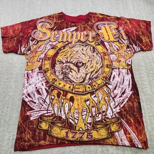 Camisa Estilo Y2K Hombres Mediana Bulldog AOP Grunge Semper Fi Rojo Apprime - Imagen 1 de 9