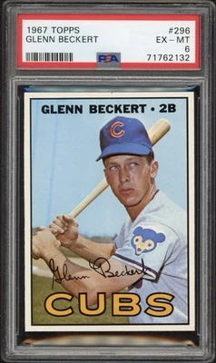 1967 Topps Glenn Beckert #296 PSA 6 EX-MT Chicago Cubs  Foto 1 de 2