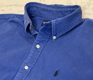Polo Ralph Lauren Shirt Mens XXL Blue Garment Dye Tone Heavyweight Small Pony - Picture 1 of 8
