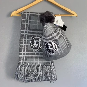 Cincinnati Bengals WEAR Erin Andrews Gray Plaid Winter Sweater Knit Hat - Picture 1 of 9
