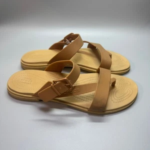 WOMEN'S CROCS TULUM TOE POST SANDALS Dark Gold Size 10 - Picture 1 of 5