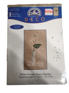 DMC Cross Stitch Kit Deco White Flowers Fleurs Blanches BK042 Linen Beads Loose  - Picture 1 of 7