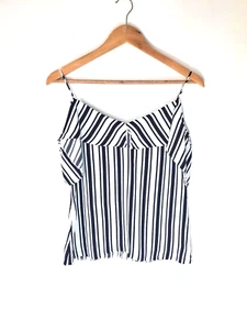Karen Millen Blouse Uk 10 Sleeveless Cami Black White Monochrome Frill Strappy - Picture 1 of 7