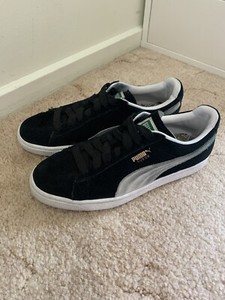 puma suede black green