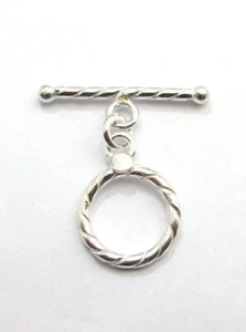 8 SET 15X27MM SOLID COPPER BALI TOGGLE CLASP STERLING SILVER PLATED 557 RR - Picture 1 of 1