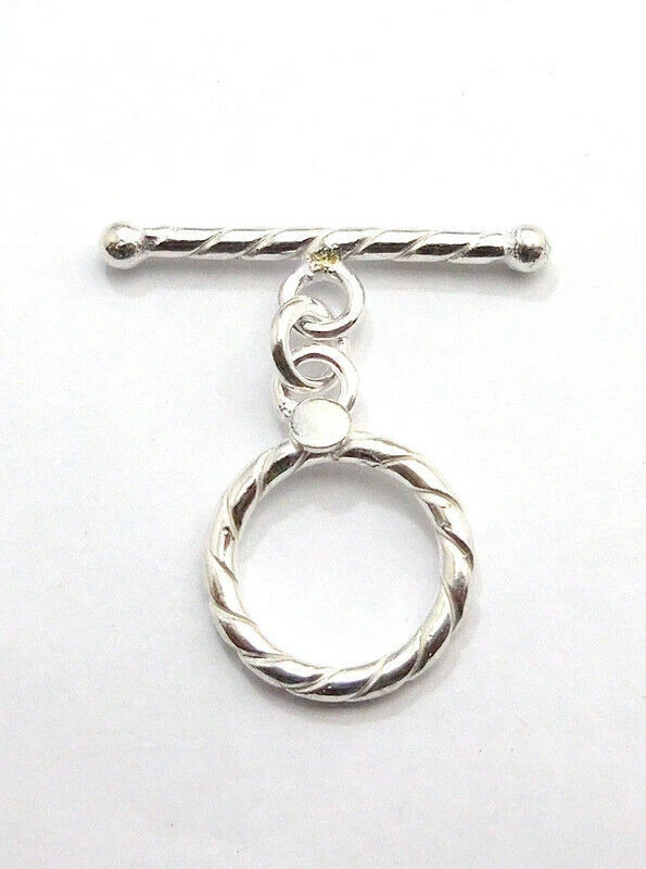 8 SET 15X27MM SOLID COPPER BALI TOGGLE CLASP STERLING SILVER PLATED 557 RR - Image 1 of 1