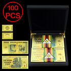 100PCS Zimbabwe One Hundred Quintillion Dollars Gold Banknotes In Collection Box