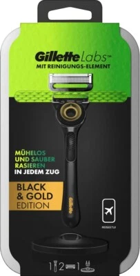 Black & Gold Edition Gillette Labs Rasierer mit 2 Klingen und Reiseetui - Bild 1 von 4