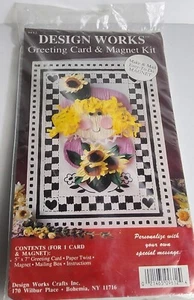 Design Works Greeting Card & Magnet Kit 5 x 7 Girl with Sunflowers - Picture 1 of 3