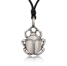 Scarab Beetle Silver Pewter Charm Necklace Pendant Jewelry